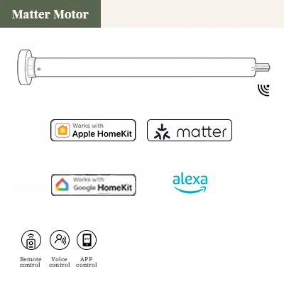 Matter motor compatible with Apple Home, Alexa and Google Home